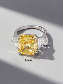 1pc Exquisite Cubic Zirconia Decor Silver Ring For Women For Gift - Silver - View 5