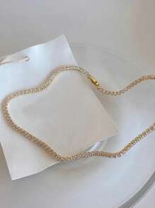 S SHOPBOHO 1pc Bridal Jewelry Bling Cz Diamond Tennis Choker Square Cz Diamond Link Chain Necklace Wedding Accessories