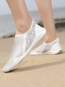 男士一腳蹬圖案運動海灘織物運動鞋