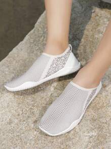 男士一腳蹬圖案運動海灘織物運動鞋