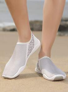 男士一腳蹬圖案運動海灘織物運動鞋