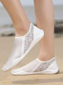 男士一腳蹬圖案運動海灘織物運動鞋