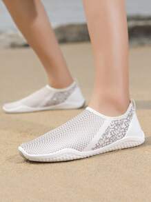 男士一腳蹬圖案運動海灘織物運動鞋