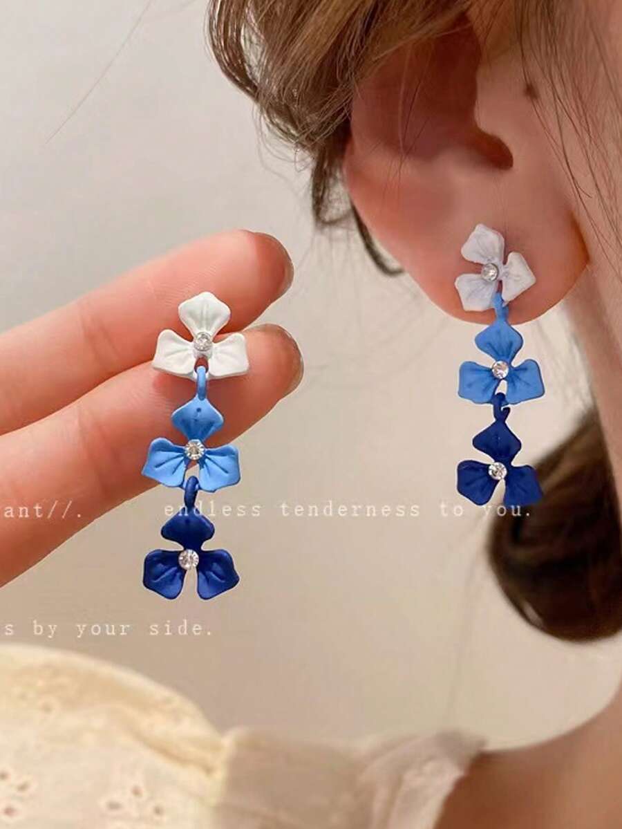 Bông tai thả trang trí hoa - Nhiều màu - Xem 1