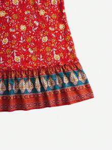 SHEIN VCAY 印花荷葉邊吊帶連衣裙 - 彩色 - 查看 5