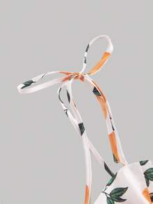 SHEIN MOD Lemon Print Tie Shoulder Cami Dress - White - View 3