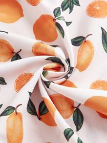 SHEIN MOD Lemon Print Tie Shoulder Cami Dress - White - View 4