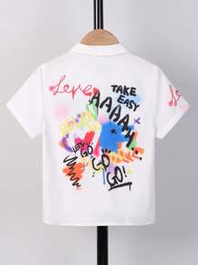 SHEIN 小男童字母圖案襯衫