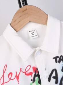 SHEIN 小男童字母圖案襯衫