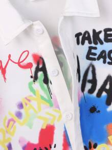 SHEIN 小男童字母圖案襯衫