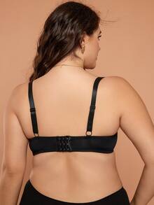 Plus Floral Lace Underwire Bra - Black - View 2