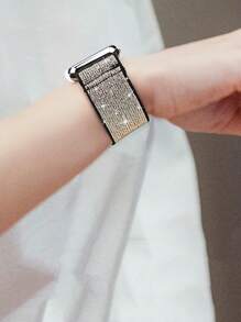 2入組銀灰色尼龍可調式+粉紅色彈性蘋果手錶錶帶&髮圈組，適用於Apple Watch 49/45/44/42/41/40/38mm錶帶，適用於Apple Watch 系列Ultra/Se/8/7/6/5/4/3/2/1 - 彩色 - 查看 3