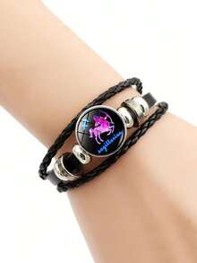 1pc European & American Zodiac Sign Bracelet - Black - View 5