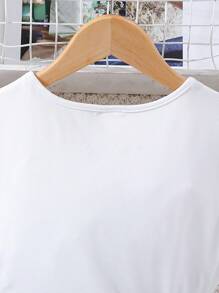 SHEIN Tween Girl Heart Print Ruffle Trim Tee & Allover Print Skirt - Multicolor - View 6