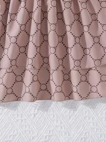 SHEIN Tween Girl Heart Print Ruffle Trim Tee & Allover Print Skirt - Multicolor - View 7