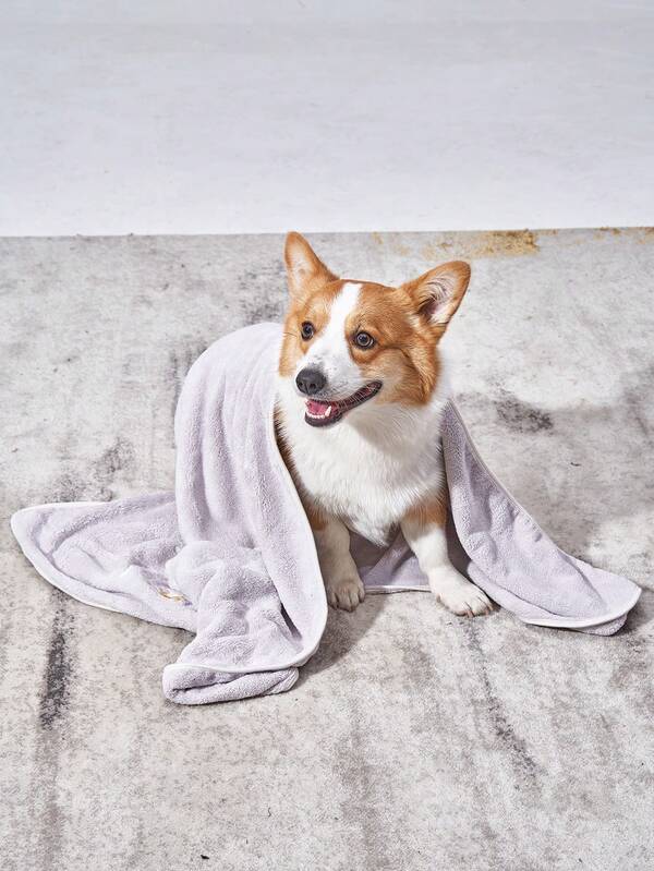 1pc Rabbit Print Pet Bath Towel For Dog And Cat For Shower