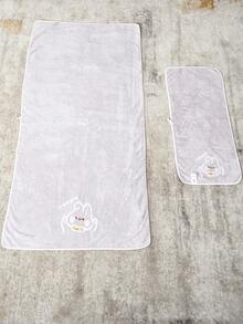 1pc Rabbit Print Pet Bath Towel For Dog And Cat For Shower - Dusty Purple - View 2