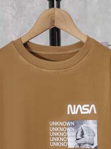 SHEIN Camiseta Y Pantalones Deportivos Gráficos Con Letras Para Niños Mayores - Multicolor - Ver 3