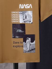 SHEIN Camiseta Y Pantalones Deportivos Gráficos Con Letras Para Niños Mayores - Multicolor - Ver 4