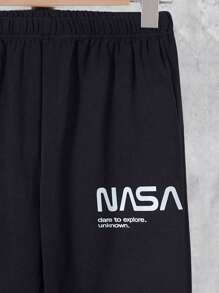 SHEIN Camiseta Y Pantalones Deportivos Gráficos Con Letras Para Niños Mayores - Multicolor - Ver 7