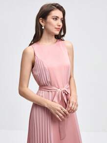 BizChic Vestido con cinturón unicolor fruncido - Rosa Pálido - Ver 6