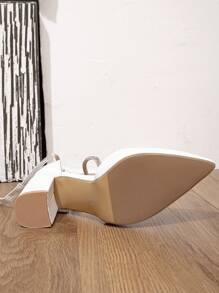 Giày cao gót mũi nhọn đính đá trang trí cho nữ, Giày cao gót ngoài trời quyến rũ cho ngày lễ tình nhân - trắng - Xem 3