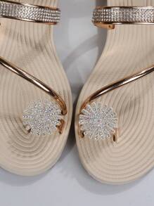 Sandalias planas de mujer de verano de unicolor, de tacto ligero y casual, con diseño de flor de girasol, correa cruzada y tira en los dedos, de material EVA transpirable, ideales para playa y vacaciones