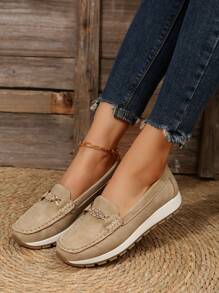 時尚鞋適用於女士金屬裝飾厚底樂福鞋