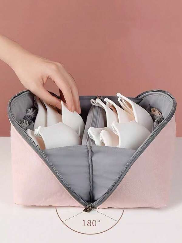 贴片装饰拉链布料收纳袋，方便旅行携带，母亲节礼物，适合妈妈携带，多功能内衣文胸收纳袋，旅行收纳袋