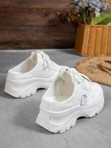 運動白色運動鞋適用於女士字母貼飾前綁帶穆勒运动鞋 - 白色 - 查看 5