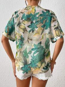 Aveloria Modichic Floral Print Batwing Sleeve Blouse - Multicolor - View 2