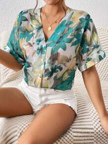 Aveloria Modichic Floral Print Batwing Sleeve Blouse - Multicolor - View 7