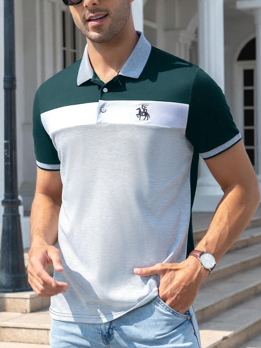 Manfinity Bizformal 男士撞色POLO衫 - 彩色 - 查看 1