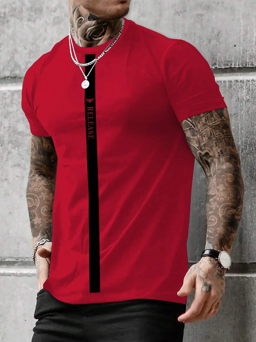 Manfinity Homme Men Letter Graphic Tee - Red - View 1