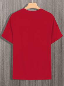 Manfinity Homme Men Letter Graphic Tee - Red - View 2