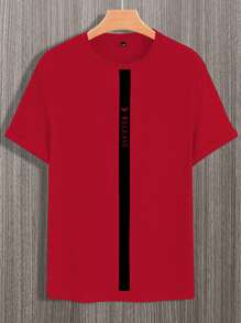 Manfinity Homme Men Letter Graphic Tee - Red - View 4