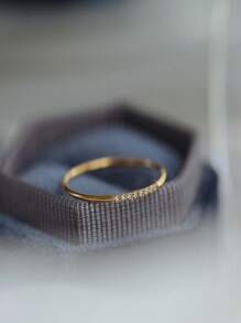 1 Chiếc Nhẫn Bạc Trang Trí Đính Đá Cubic Zirconia Thời Trang Cho Nữ Trang Trí Hàng Ngày - Vàng - Xem 1