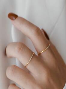 1 Chiếc Nhẫn Bạc Trang Trí Đính Đá Cubic Zirconia Thời Trang Cho Nữ Trang Trí Hàng Ngày - Vàng - Xem 2