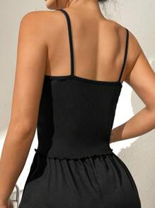 Lettuce Trim Lounge Top - Black - View 2