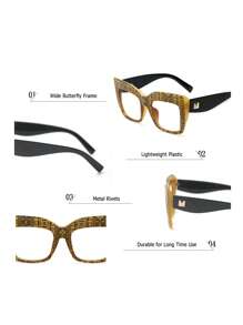 Gafas de marco de ojo de gato - Amarillo - Ver 2