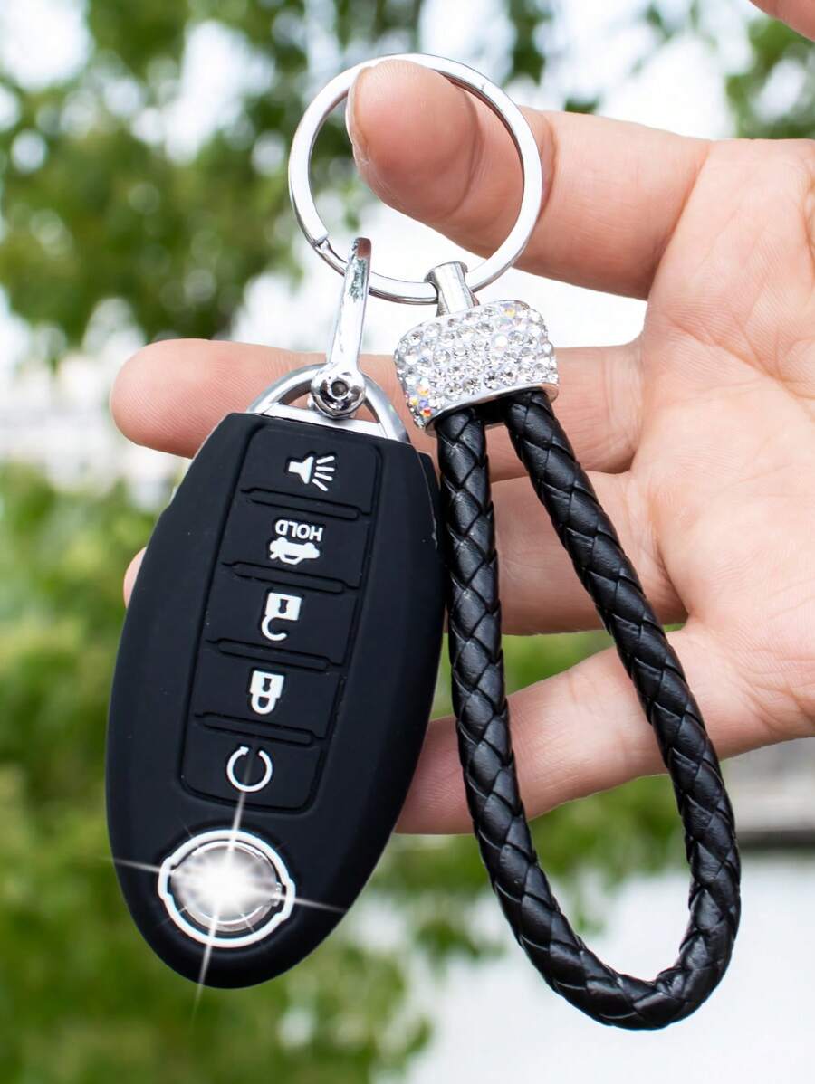 1 Set de llavero con decoración de diamantes de imitación y funda para llave de coche y destornillador Compatible con Nissan, funda para llavero - Multicolor - Ver 1