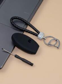 1 Set de llavero con decoración de diamantes de imitación y funda para llave de coche y destornillador Compatible con Nissan, funda para llavero - Multicolor - Ver 2