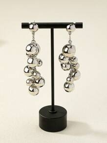 Bông tai thả bóng Tua - Bạc - Xem 1