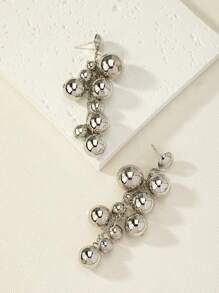 Bông tai thả bóng Tua - Bạc - Xem 2