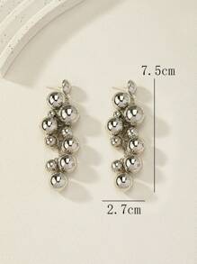 Bông tai thả bóng Tua - Bạc - Xem 4