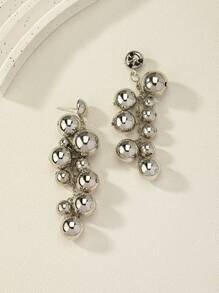 Bông tai thả bóng Tua - Bạc - Xem 5