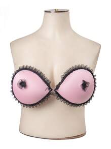 Cubierta de pezón ribete con encaje con lazo delantero - Rosa Pálido - Ver 1