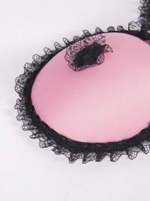 Cubierta de pezón ribete con encaje con lazo delantero - Rosa Pálido - Ver 3