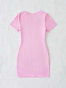 SHEIN 年輕女孩獨角獸及標語圖形裙