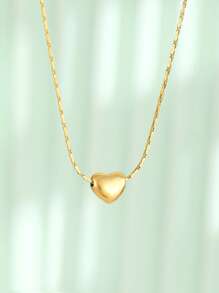 1入組兒童愛心掛飾不銹鋼時尚項鍊日常裝飾